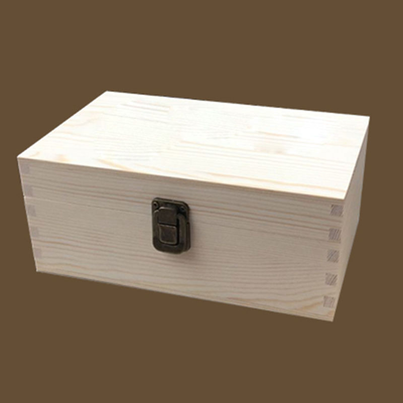 長方形翻蓋帶鎖首飾大號實木頭證件收納盒松木盒 喜糖包裝禮品