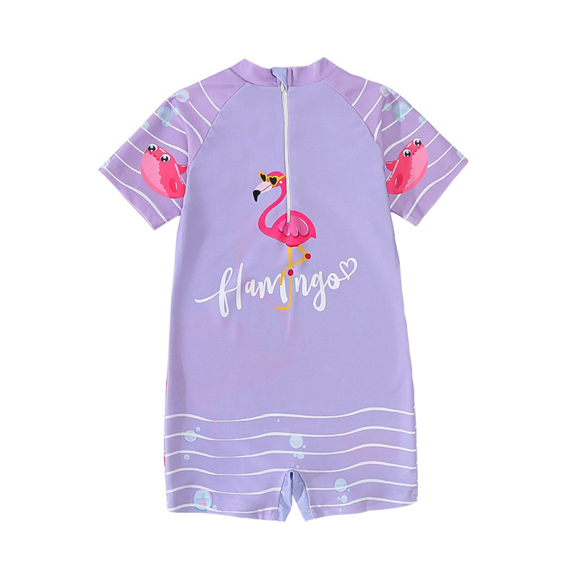 Traje de baño para niños niñas dibujos animados lindo impreso de una pieza ins estilo protección solar traje de baño de aguas termales