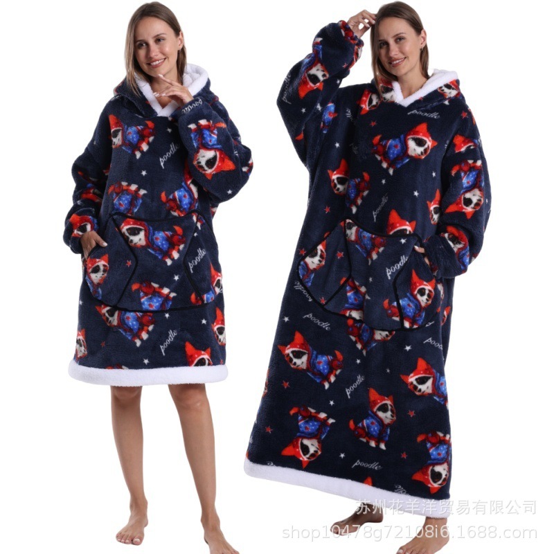 新しい防寒服 tk ドロップシッピングホームパジャマ怠惰なテレビブランケット特大極厚拡張大人パーカー tm ラベル|undefined