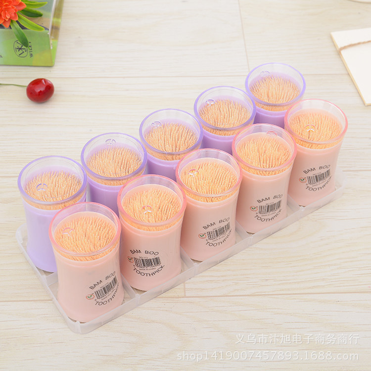 廠家直供圓筒餐飲酒店牙籤批發 便攜式竹製兩頭一次性家用牙籤牙