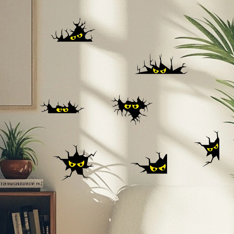 Cross-Border Wholesale Creative Dark-Themed Wall Peeping Eye Stickers Self-Adhesive Pvc Material Wall Stickers for Living Room, Bedroom, Studio