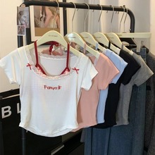 纯欲辣妹假两件吊带背心女带胸垫外穿修身短款T恤美背打底上衣女