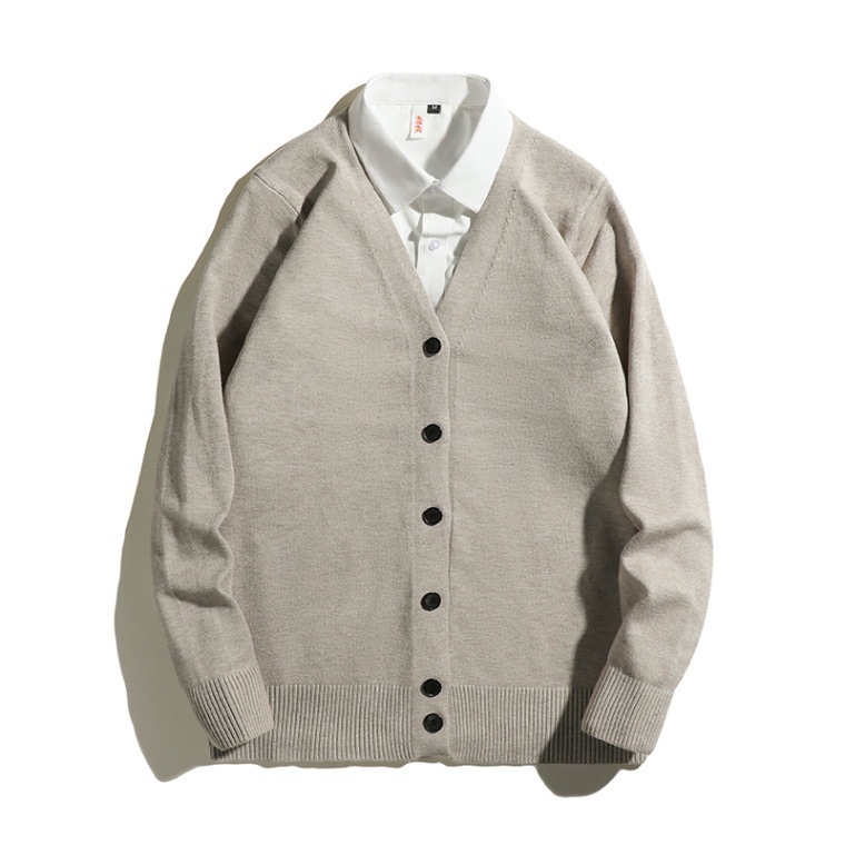 Otoño y invierno nuevo suéter hombre cardigan V-cuello abrazado chaqueta suelta casual suéter de punto suelto simple