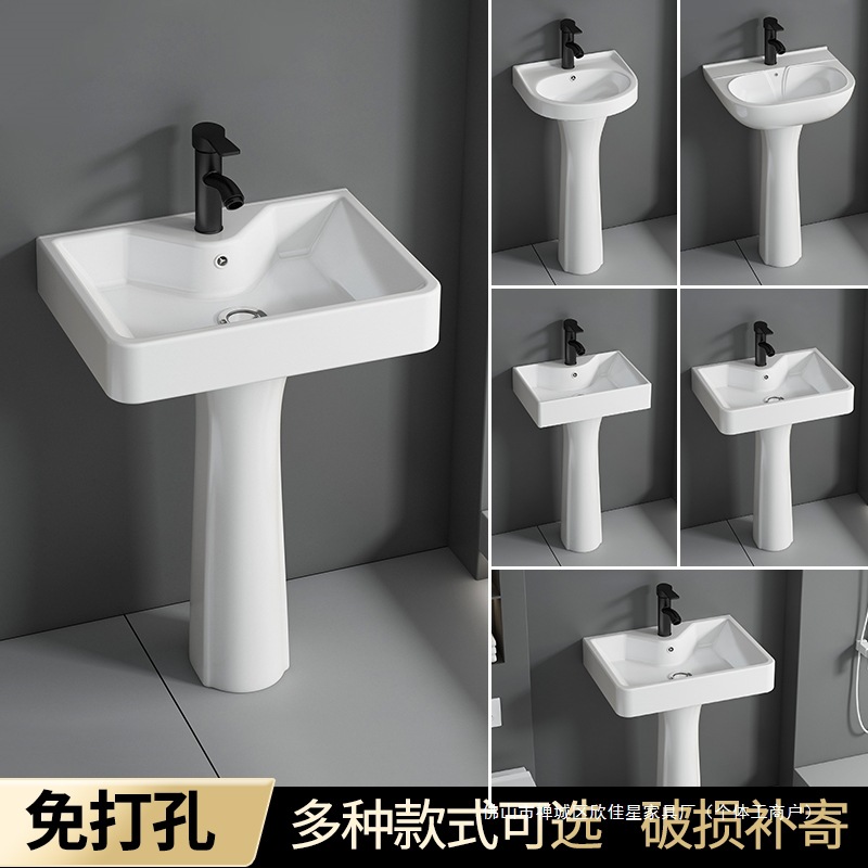 Column-Type Washbasin Small Apartment Bathroom Triangular Column Basin Integrated Ceramic Mini Floor-Standing Washbasin Balcony