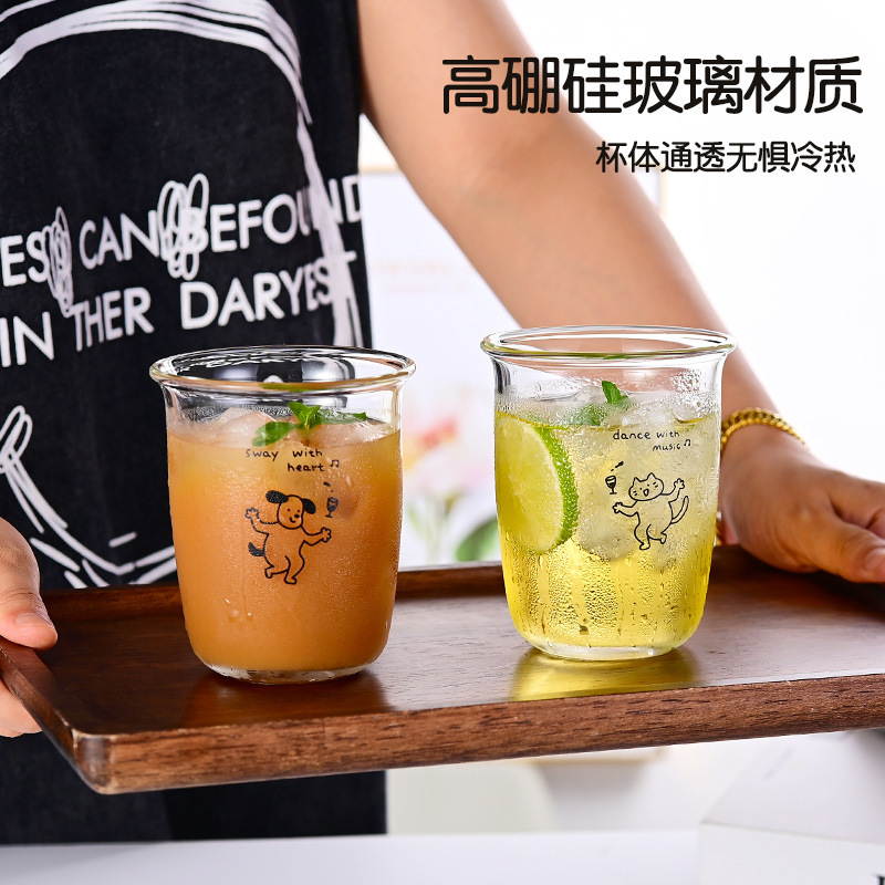 透明高硼硅玻璃杯高颜值美式拿铁手冲咖啡杯子创意原创可爱小狗猫|undefined