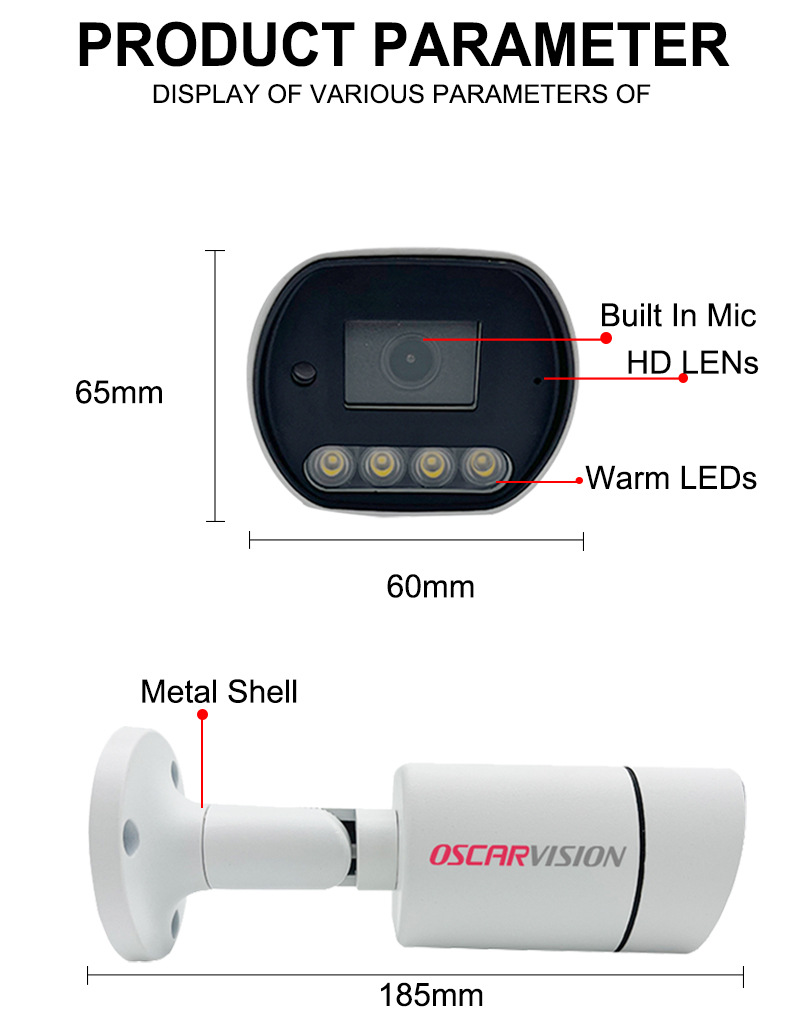 POE security camera 16-set 8 megapixel 4K high resolution night vision recording indoor home monitor camera