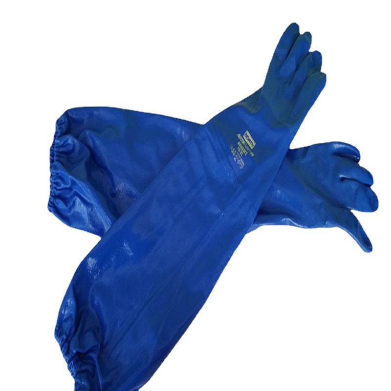 进口霍尼韦尔NK803ES防化手套 长袖带衬丁腈手套 66厘米劳保手套