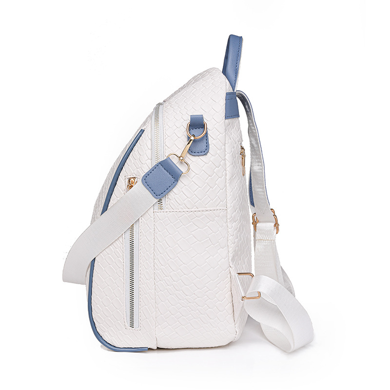 2024 verano nueva moda contraste color damas mochila simple tejido multifuncional mochila de viaje de doble uso al por mayor