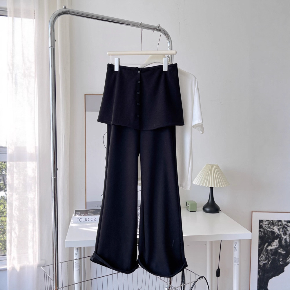 韩系屁帘裤女2025秋冬新款瘦微喇针织裤时髦洋气休闲裤长裤6481