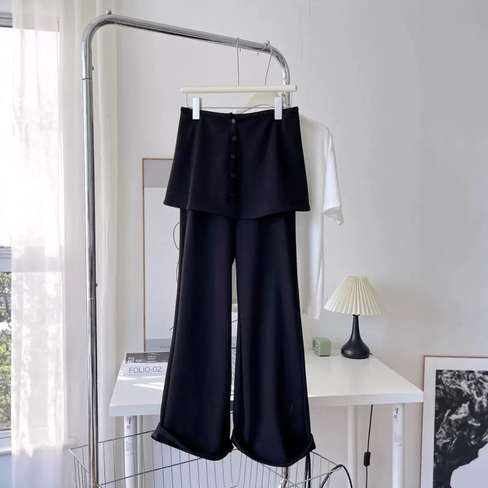 韩系屁帘裤女2025秋冬新款瘦微喇针织裤时髦洋气休闲裤长裤6481