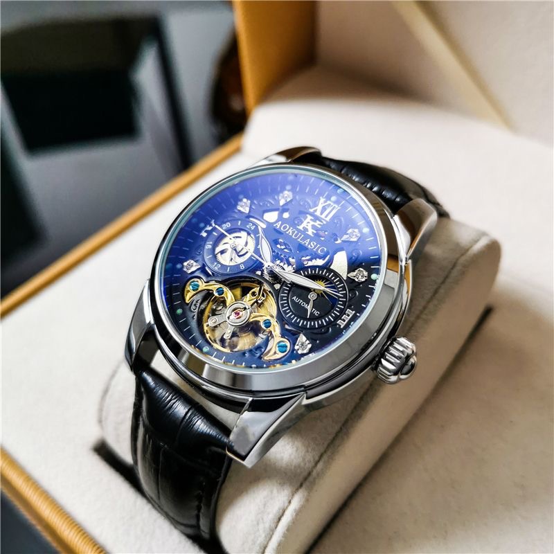Men's Mechanical Skeleton Watch Automatic Tourbillon Business Gold_voghion.com