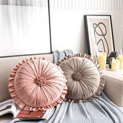 Amazon's new round Dutch velvet ruffle flower pillow pumpkin pillow wheel pillow lace cushion cushion