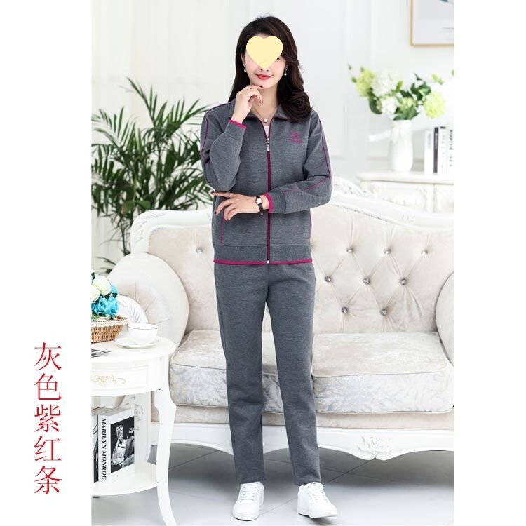 妈妈两件套款宽松中老年晨练运动服套装女秋季春秋老年人休闲大码|undefined