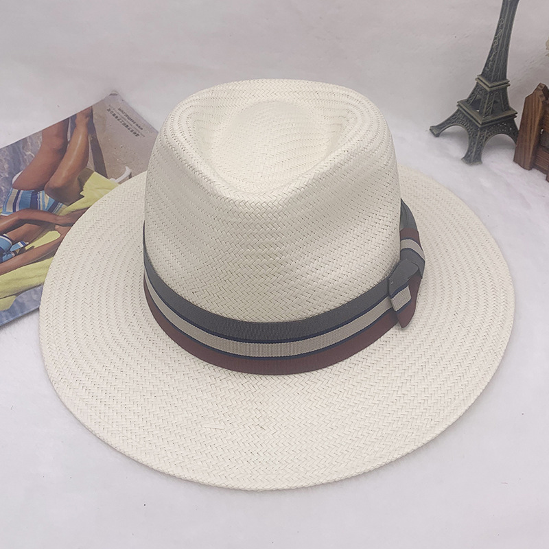 Thin straw top hat female tide Korean version all travel visor flat brim Panama straw hat_voghion.com