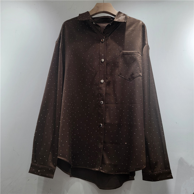 Camisa de Poliéster con Pedrería Brillante y Manga Larga para Primavera image 4