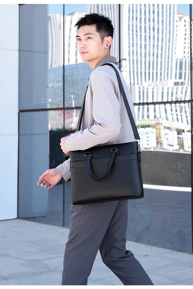 2025 Business Bag Men's laptop bag pu large Capacity Trendy single-shoulder hand-carry men's bag briefcase undefined