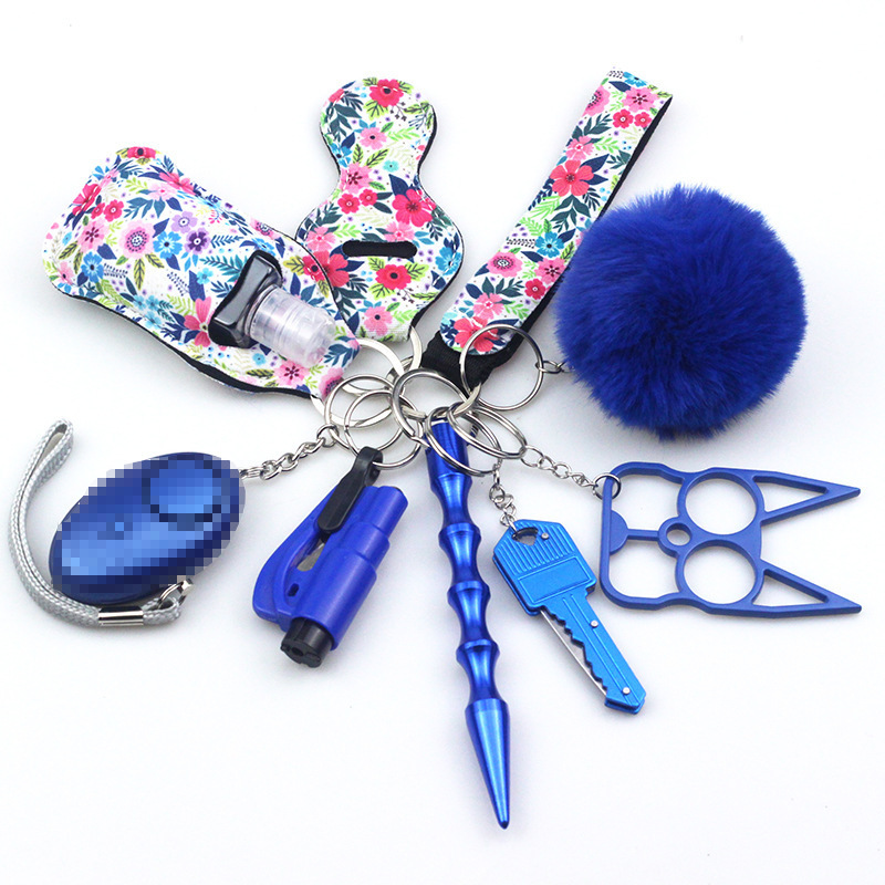Cross Mirror Wrist Keychain 10-Piece Set Women's Hand Sanitizer Bag Zinc Alloy Anti-Wolf Stick Alarm Keychain
