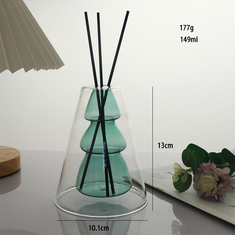 Triángulo exterior, árbol de Navidad interior, lago verde, tres varillas de aromaterapia gratis