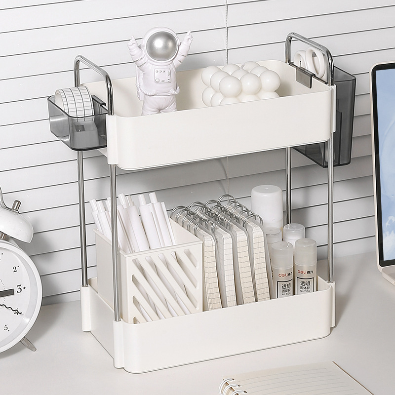 Multifunctional desktop double-layer storage rack cosmetics storage rack student stationery organizing rack dormitory height-increasing rack Pen Holder Multifunctional desktop double-layer storage rack cosmetics storage rack student stationery organizing rack dormitory height-increasing rack Pen Holder