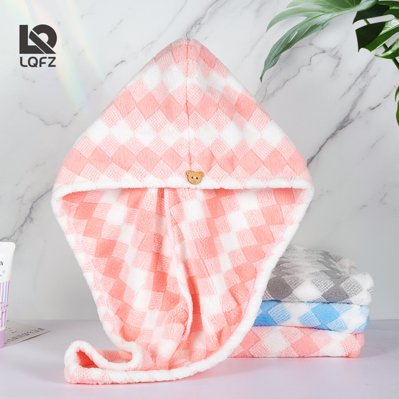 Gorro de secado de pelo de lana de coral Toalla de secado rápido absorbente para mujeres Gorro de secado de cabello Gorro de ducha engrosado de pañuelo de cabeza Gorro de secado de pelo al por mayor