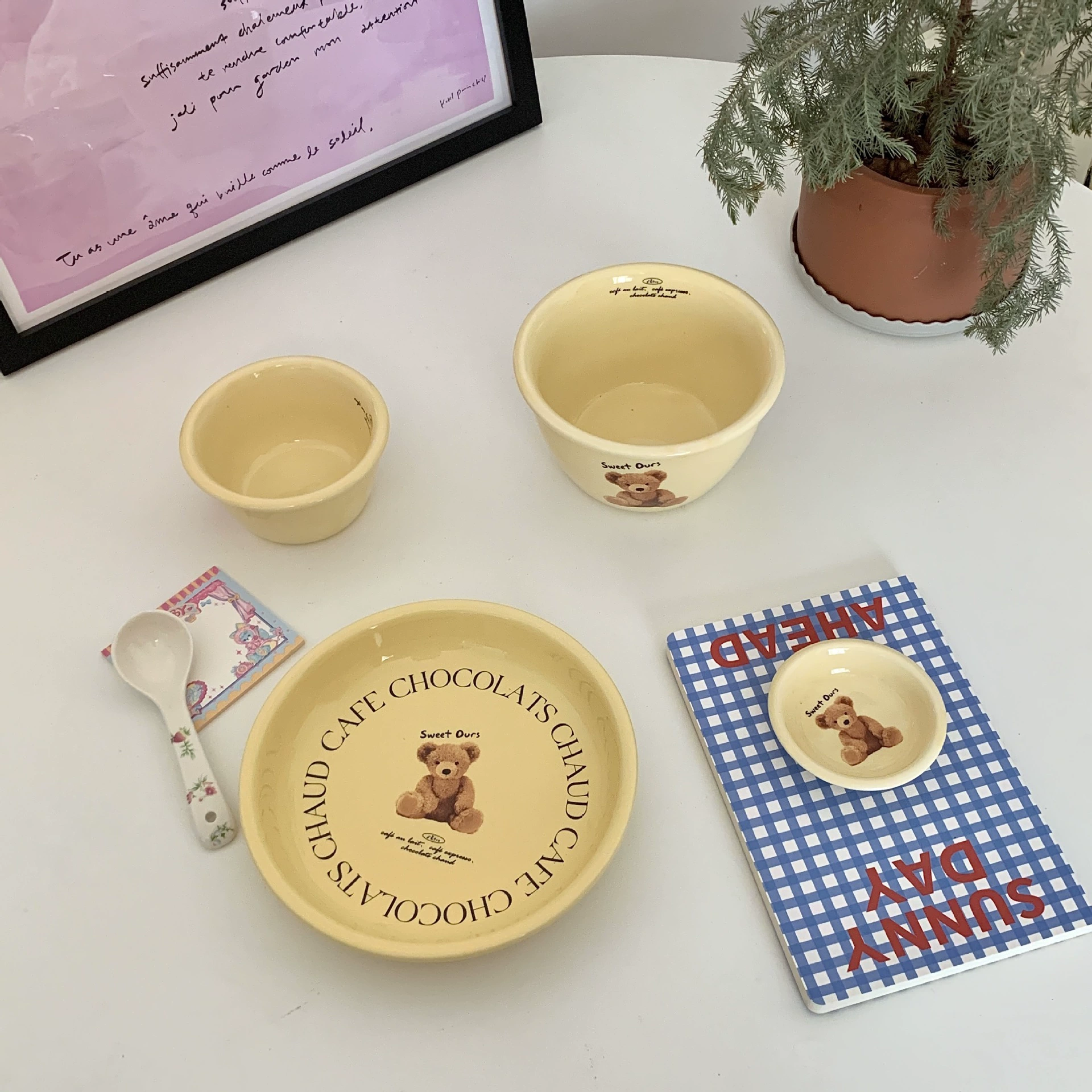 Японская керамическая брендовая ретро-cream посуда для домашнего использования, милый набор, с маленькими медведями
