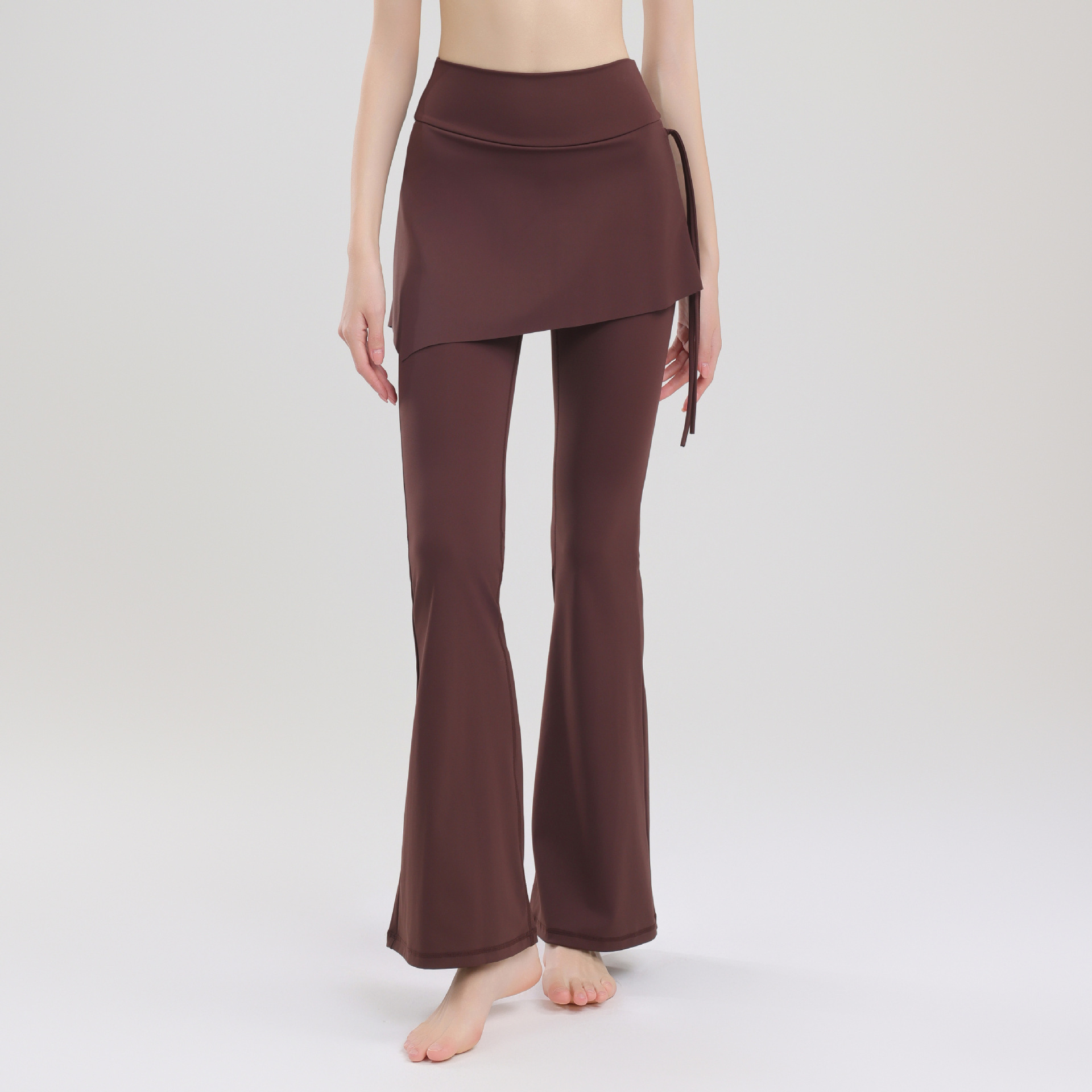 Finna Fuxi dos piezas de cintura alta pantalon de entrenamiento de gimnasio para correr con cuerdas laterales para cubrir la entrepierna entrenamiento de gimnasio pantalones de microescalado