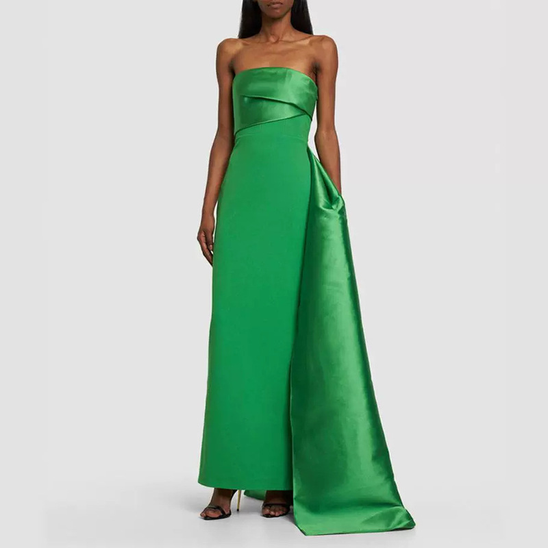 Green Evening Gown Long Dress 2026 New Style Textured Birthday Party Runway Red Carpet Dress Host Gown