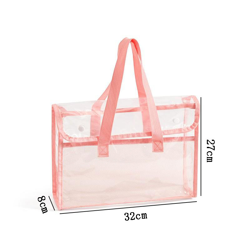 高品質 PVC 透明ドキュメントバッグ二層ポータブル収納袋シンプルな大容量高校入試バッグ卸売|undefined