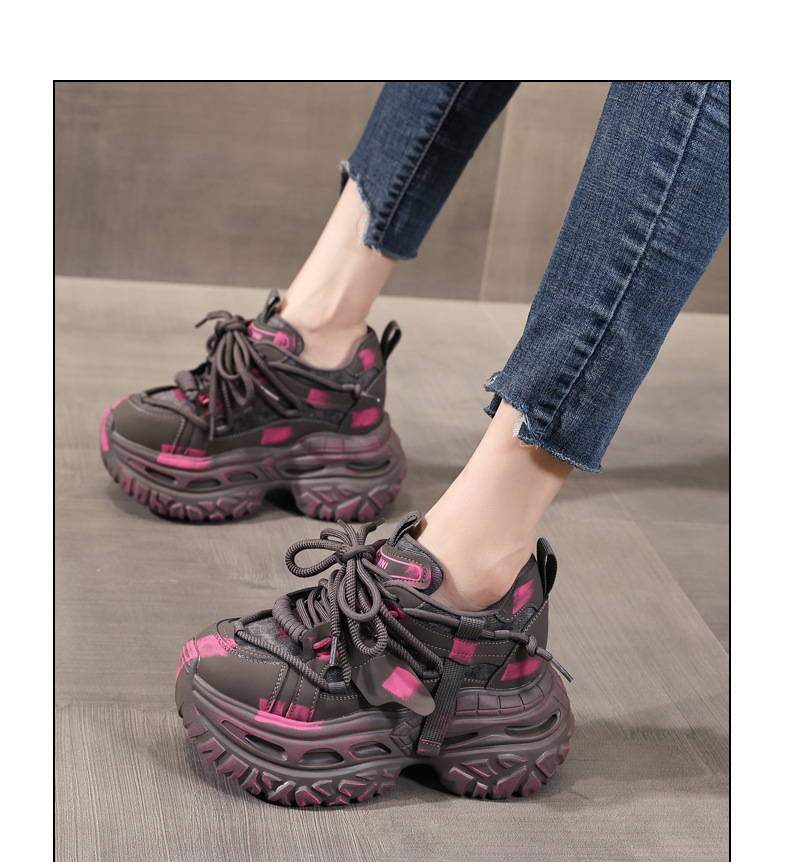 Giày sneaker nữ đế dày tăng chiều cao kiểu platform — màu đen chi tiết 12