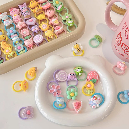Free Shipping Children's Hair Accessories Cute Hair Rope Summer Does Not Harm Small Rubber Tendons Baby Hair Loop Hair Less Thumb Loop Hair Rope