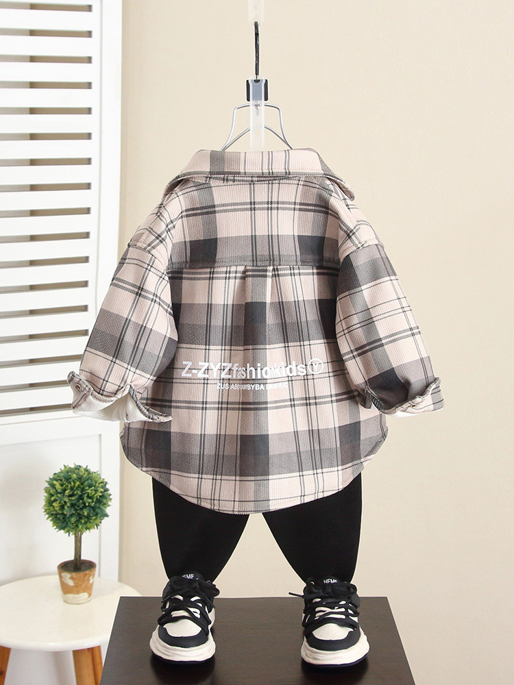 Camisa para Niños 6580 con Forro Polar, Camisa Infantil de Manga Larga con Forro Polar Integrado para Otoño e Invierno, Modelo 2026, Chaqueta para Bebé Acolchada