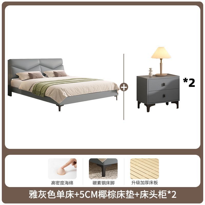 意式实木床科技布1.2m米1.8主卧经济型单双人床加厚软包现代简约|undefined