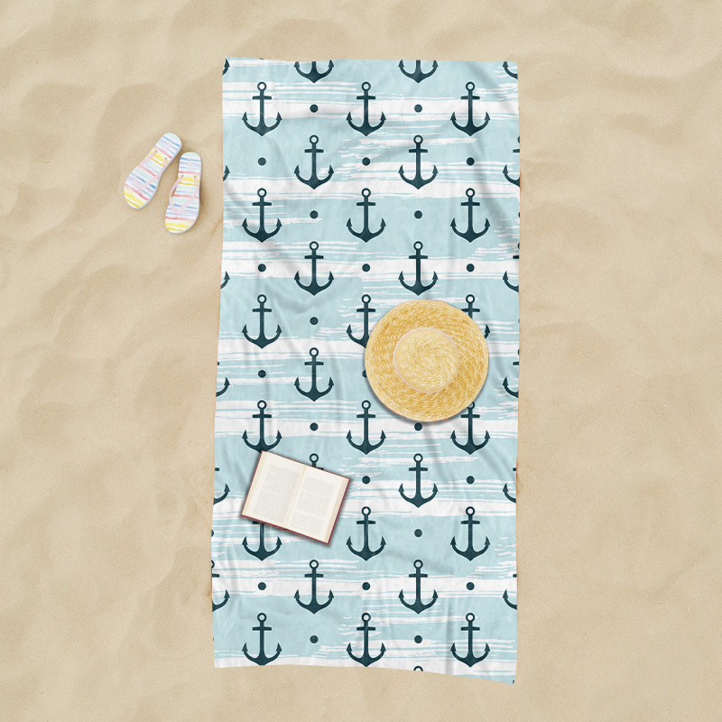 Transfronterizo suave microfibra toalla de playa para nadar en la playa absorción de agua no toalla de baño de arena transpirable toalla de playa seca rápida