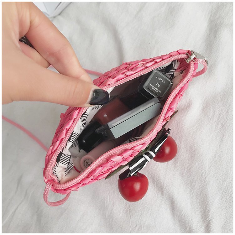 Fabrik Großhandel neue süße Kirsche Stroh Tasche Geldbörse Sommer Crossbody Stroh Tasche gewebte Tasche Urlaub Strandtasche_voghion.com