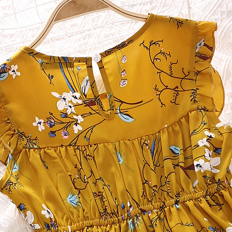 Mädchen Retro Print Ärmelloses Prinzessinnenkleid Für Den Sommer_voghion.com