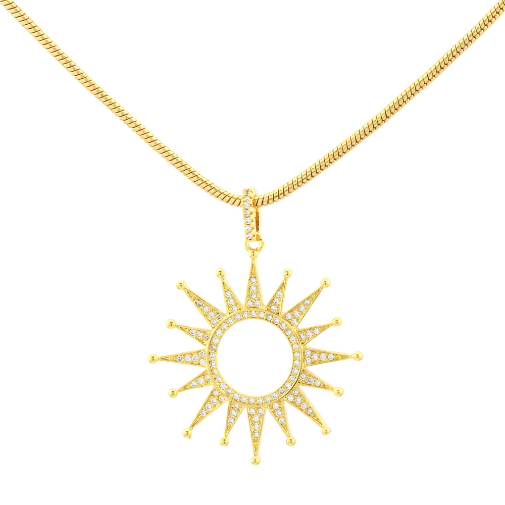 Elemento di design Set da sole con collana in zirconi Catena vintage in osso di serpente dorato_voghion.com