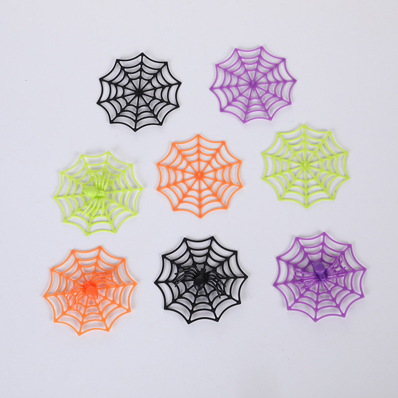 Cross-Border Mini Spider Halloween Toy Colorful Plastic Luminous Spider Ghost Festival Scene Spoof Spider Web Cross-Border Mini Spider Halloween Toy Colorful Plastic Luminous Spider Ghost Festival Scene Spoof Spider Web