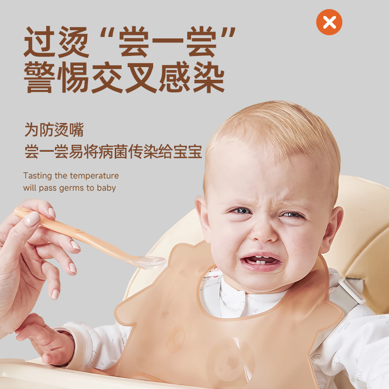 Children's Supplementary Food Utensils Temperature Sensing Set Supplementary Food Spoon Silicone Spoon Thermometer for Outings Newborn Baby Baby Spoon