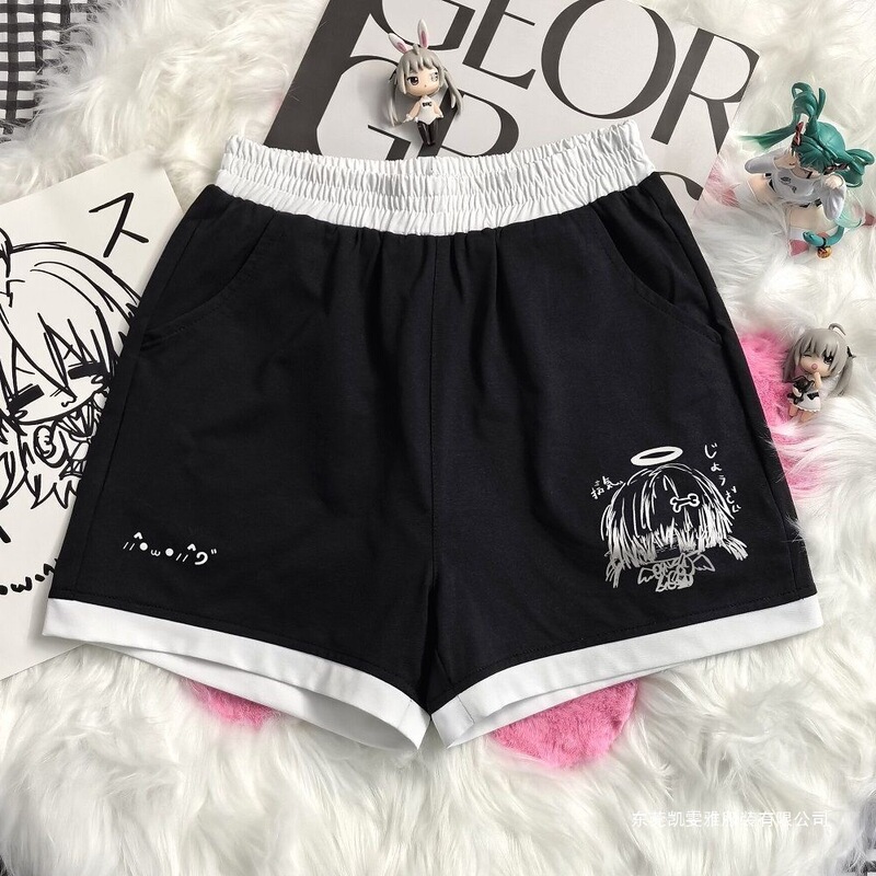 New Summer Hot Pants Japanese Style Anime Slim Fit Printed Casual Loose Sports Waistband Cute Shorts