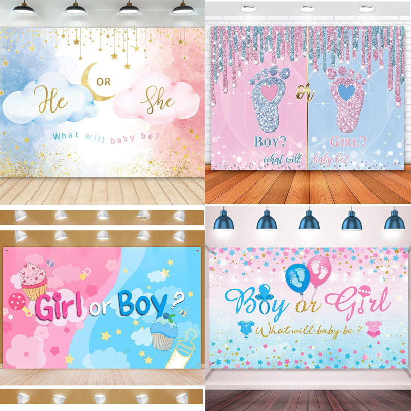 Amazon Gender Reveal Backdrop Baby Shower Party Decoration Supplies Scene Setup Photo Banner