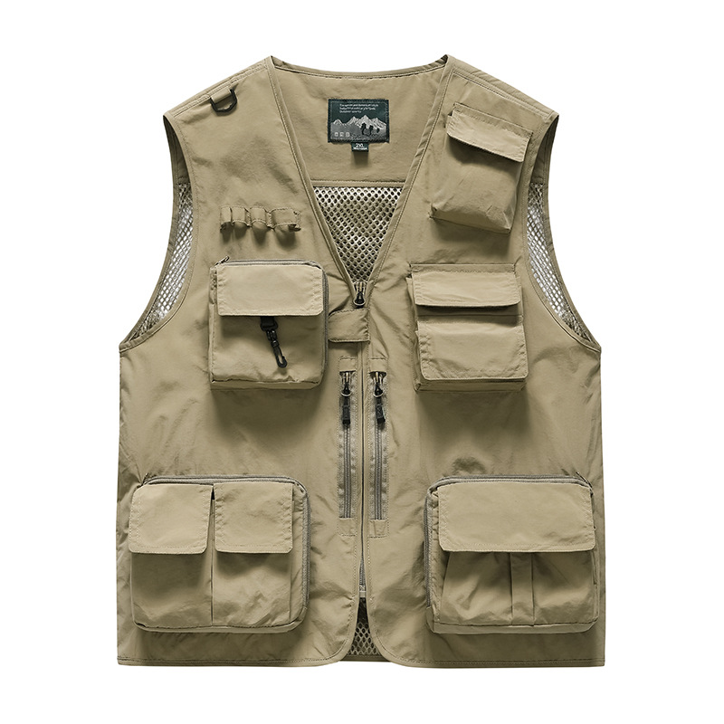 Workwear Vest with Multiple Pockets, Men's Thin Team Outdoor Vest, Breathable Outdoor Sports Vest