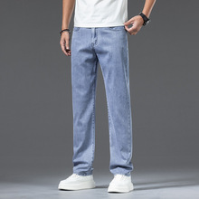 2024夏季新款莱赛尔天丝超薄男士宽松直筒牛仔裤潮流百搭