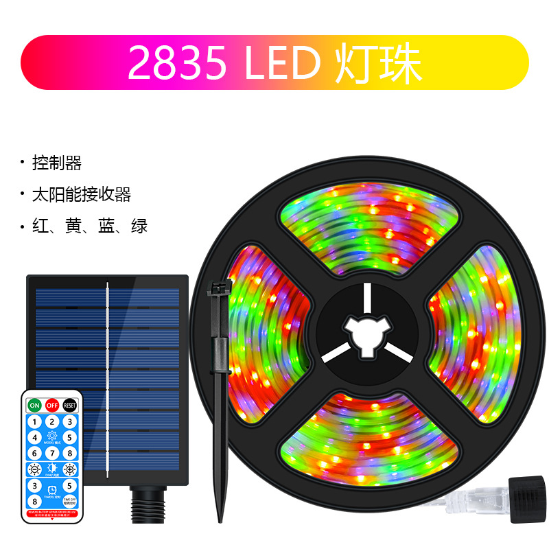 Tira de luz solar para exteriores, impermeable, súper brillante, estilo de camping, atmósfera, luz, patio, publicidad, barandilla, iluminación para el hogar, tira de luz LED