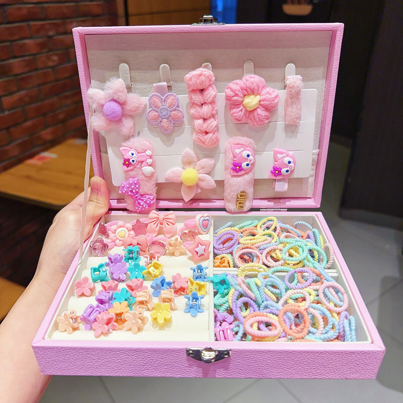 Caja de regalo para niños Jewelry Set linda niña pequeña regalo de cumpleaños princesa cabello cabello cuerda caja de joyería de alta gama
