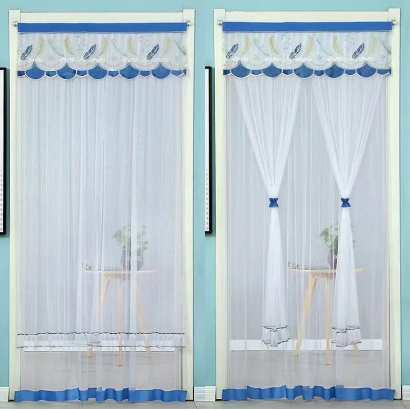 Door Curtain Punch-free Velcro Summer Anti-mosquito Gauze Curtain Ventilation Four Seasons Lace Partition Curtain Half Curtain Bedroom Long Door Curtain