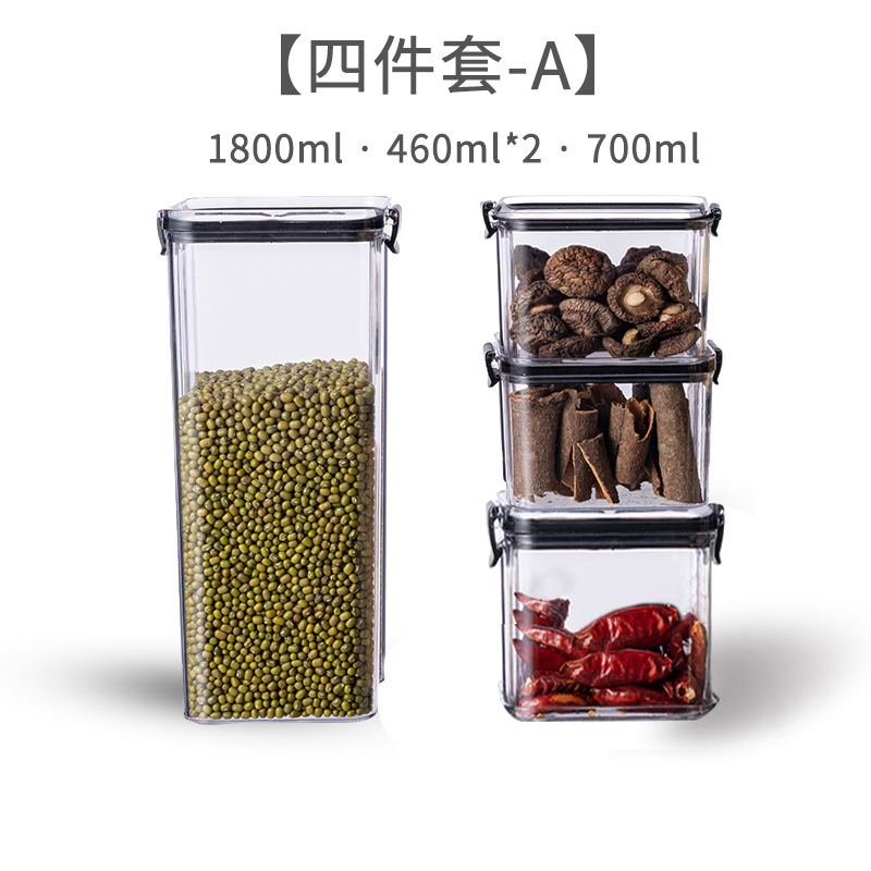 Tanque de sellado granos de cocina almacenamiento de grano de grano caja de plástico transparente de grado alimenticio bocadillos productos secos tanque de almacenamiento de té