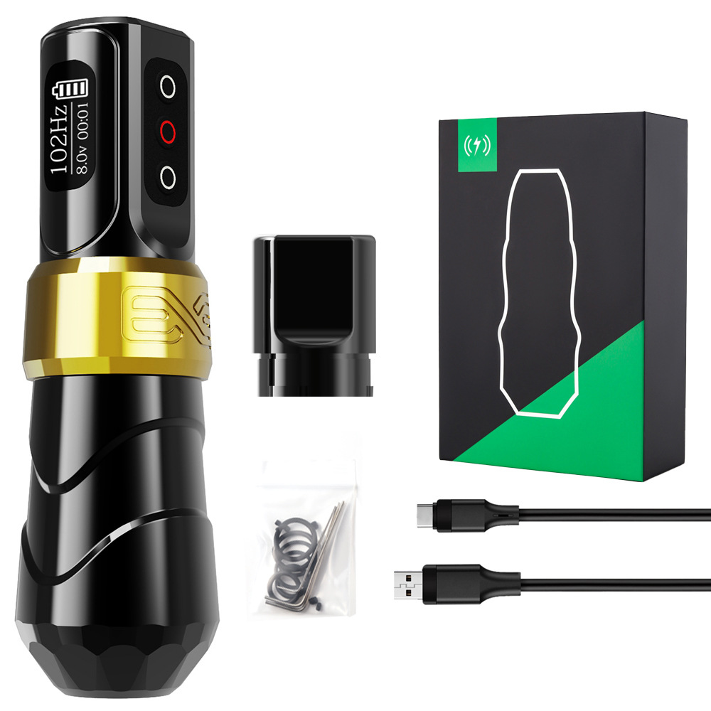 AmbitionFK tres generaciones carga tatuaje pluma con pantalla LCD tatuaje aguja máquina portátil tatuaje pluma