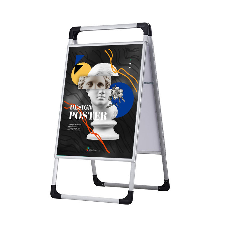 Soporte de cartel portátil de doble cara plegable de aleación de aluminio
