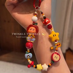[赤ちゃんを変えるアップルスターマン] トレンディな携帯電話ケースペンダント DIY ジュエリーバッグペンダントクリエイティブかわいい携帯電話チェーン