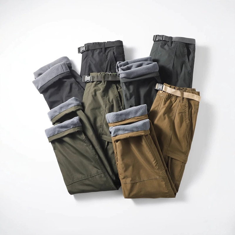 Functional waterproof men's autumn and winter fleece-lined thick straight-leg outdoor hiking pants, cycling sports workwear pants Functional waterproof men's autumn and winter fleece-lined thick straight-leg outdoor hiking pants, cycling sports workwear pants